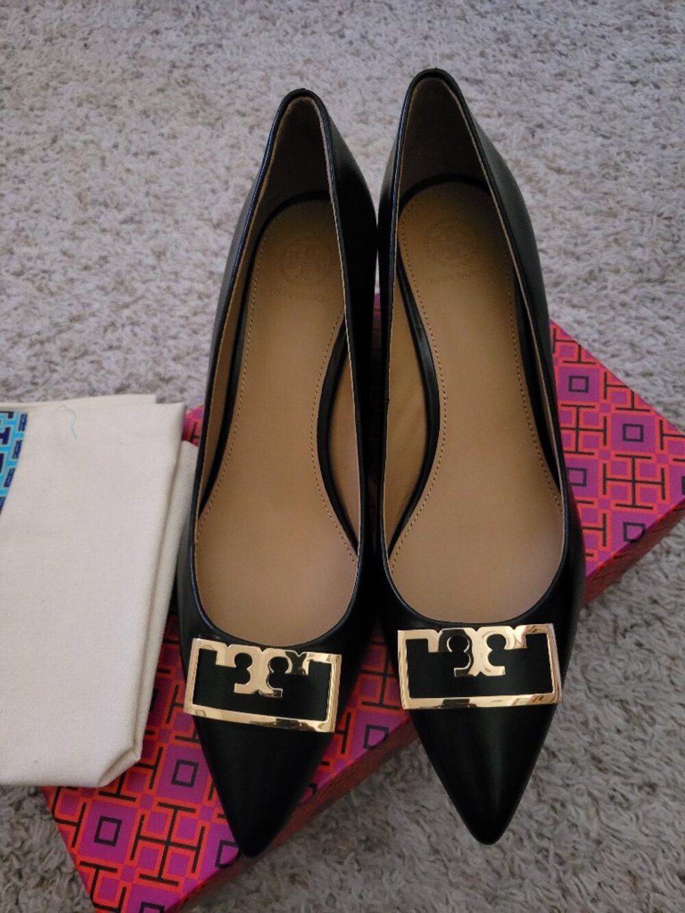 NIB Tory Burch Gigi 55mm Wedge Calk Leather - 8.5